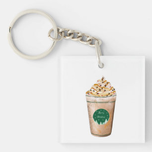 Porte-clefs Joyeux Caramel de Noël en latte percé