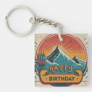 Porte-clefs Joyeux Carré d'anniversaire