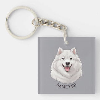 Porte-clefs Joyeux Chien Samoyé Blanc