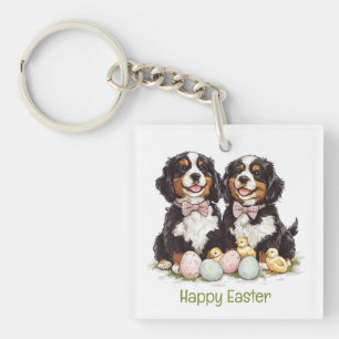 Porte-clefs Joyeux Chiens de montagne bernois de Pâques OEufs