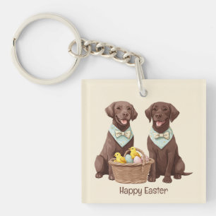 Porte-clefs Joyeux Chiens de récupération de chocolat de Pâque