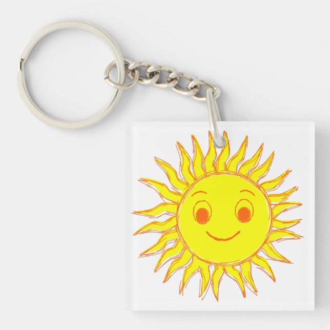 Porte-clefs Joyeux dessin de face de soleil (Devant)