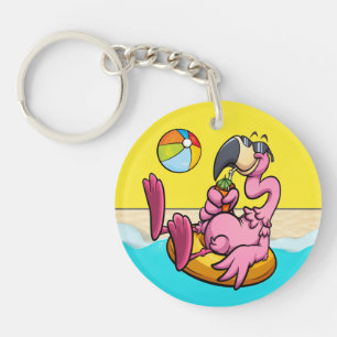 Porte-clefs Joyeux Flamant rose VOIR DE RETOUR