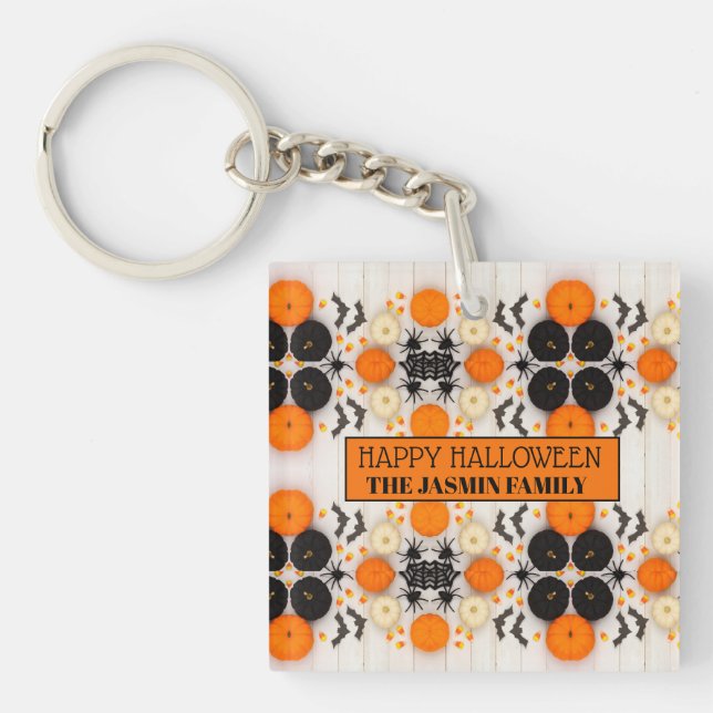 Porte-clefs Joyeux Halloween Citrouille Orange (Devant)
