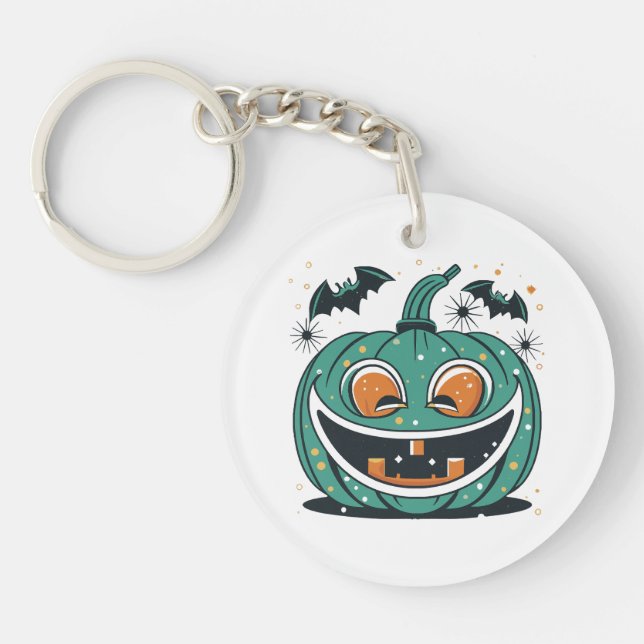 Porte-clefs Joyeux Halloween ! Découpez une citrouille ! (Devant)
