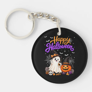 Porte-clefs Joyeux Halloween Gentil Fantôme Citrouille Effraya