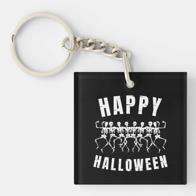 PORTE-CLEFS JOYEUX HALLOWEEN SQUELETTES DANSEURS (Devant)