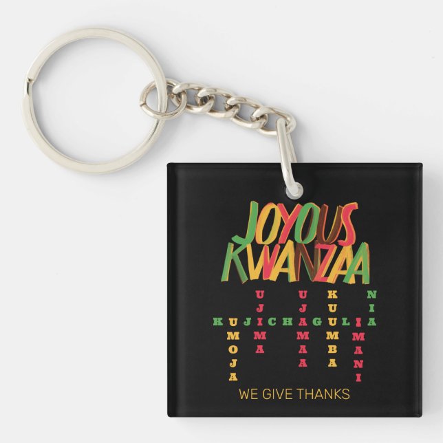 Porte-clefs Joyeux KWANZAA Principes mot-clé (Devant)
