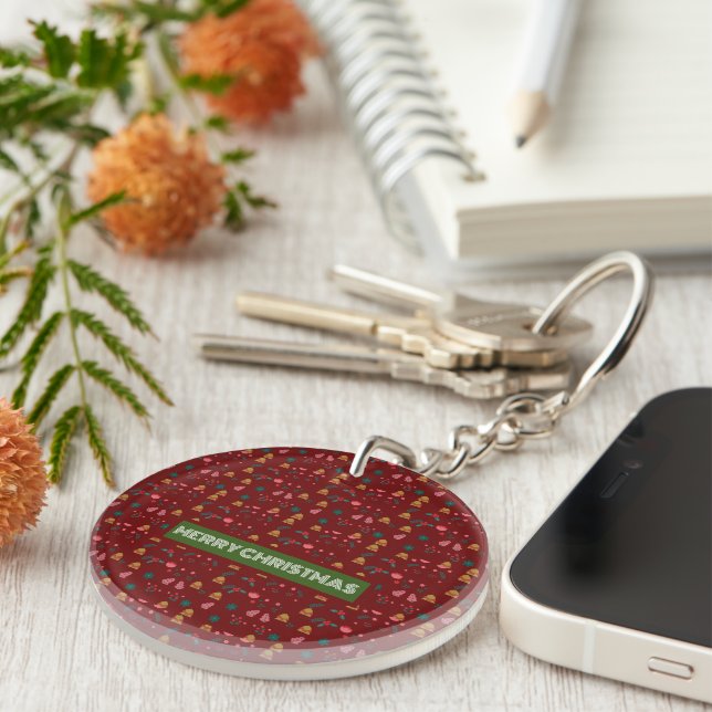 Porte-clefs Joyeux Motif de Noël Élégant (Devant Droit)