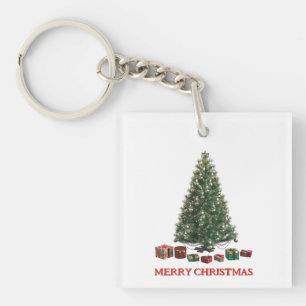Porte-clefs Joyeux Noël. Arbre (modèle 1) avec des cadeaux