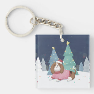 Porte-clefs Joyeux Noël : Art d'Illustration Beagle