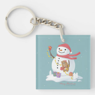 Porte-clefs Joyeux Noël : Art d'illustration de bonhomme de ne
