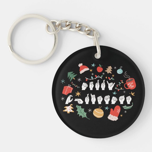 Porte-clefs Joyeux Noël - ASL American Sign Language III (Devant)