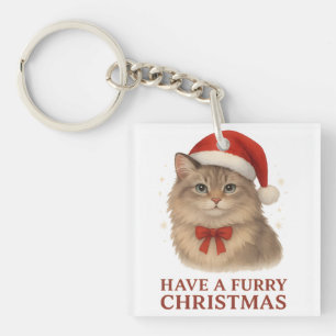 Porte-clefs Joyeux Noël avec un adorable chaton sibérien en co