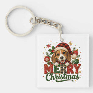 Porte-clefs Joyeux Noël Beagle Mignon