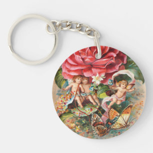Porte-clefs Joyeux Noël - Carte postale vintage de l'ère victo