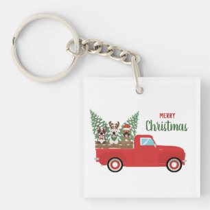 Porte-clefs Joyeux Noël Chiens de taureaux français Camion de