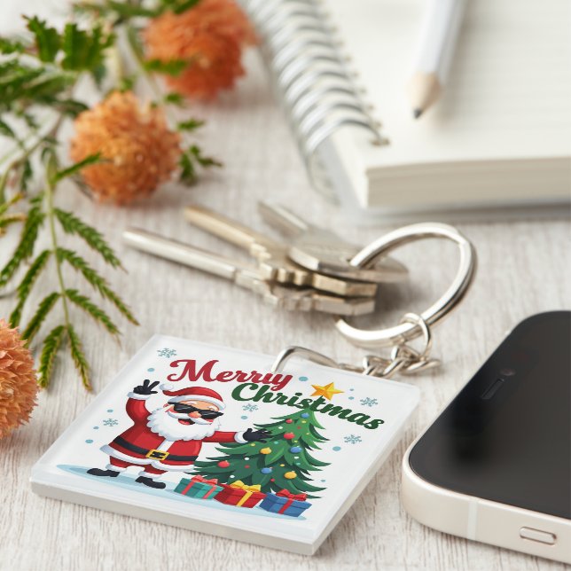 Porte-clefs Joyeux Noël | Conception père Noël & Arborescence (Devant Droit)