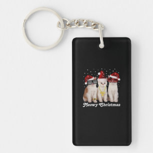 Porte-clefs Joyeux Noël Cute Chat avec Père Noël