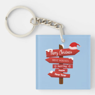 Porte-clefs Joyeux Noël et Bonne Année Flèches en Bois