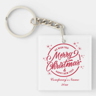 Porte-clefs Joyeux Noël et Bonne Année, Typographie Rouge