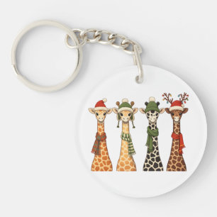 Porte-clefs Joyeux Noël Girafe Amoureux Festif Girafes Noël