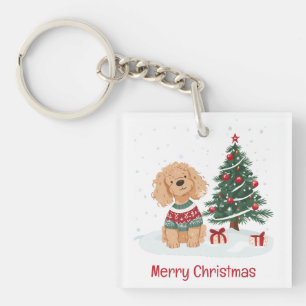 Porte-clefs Joyeux Noël Goldendoodle Chien