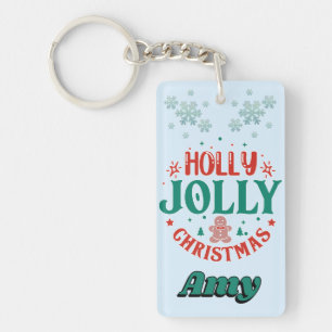 Porte-clefs Joyeux Noël Holly Jolly Homme en Pain d'Épices Rét
