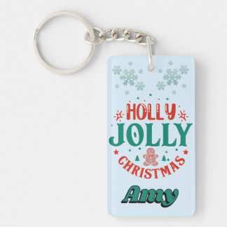 Porte-clefs Joyeux Noël Holly Jolly Homme en Pain d'Épices Rét