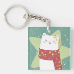 Porte-clefs Joyeux Noël : Illustration de chat