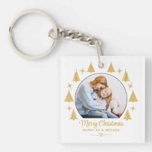 Porte-clefs Joyeux Noël Joyeux Comme Une Mère Photo en Or Blan