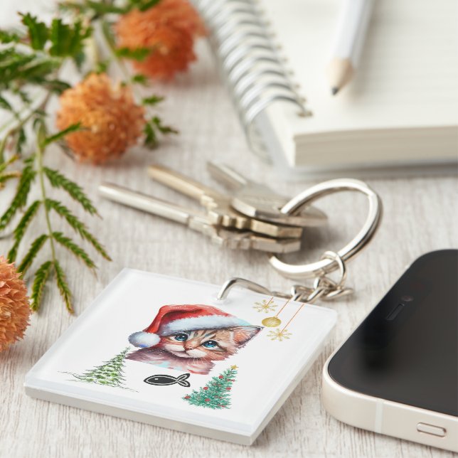 Porte-clefs Joyeux Noël miaou ! (Devant Droit)