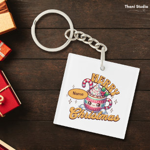 Porte-clefs Joyeux Noël mignonne Chocolat chaud Famille de Mug