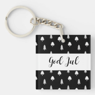 Porte-clefs Joyeux Noël motif cadeau noir scandinave