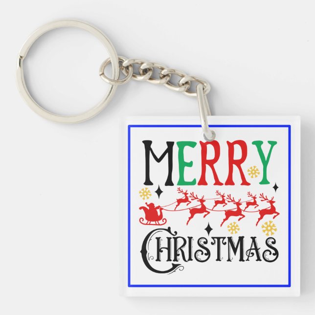 Porte-clefs Joyeux Noël Père Noël Sleigh-61049 T-Shirt (Devant)