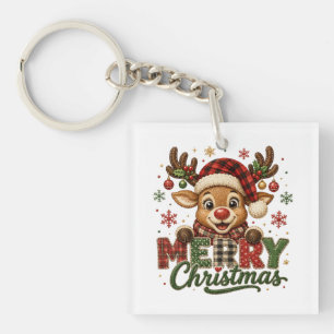 Porte-clefs Joyeux Noël Renne Mignon