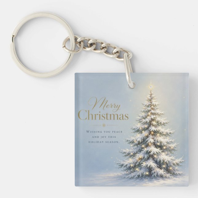 Porte-clefs Joyeux Noël Sapin enneigé (Devant)