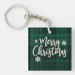 Porte-clefs Joyeux Noël vert Plaid