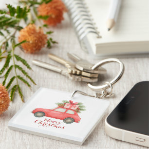 Porte-clefs Joyeux Noël Voiture Rouge – Fêtes de fin d'année p