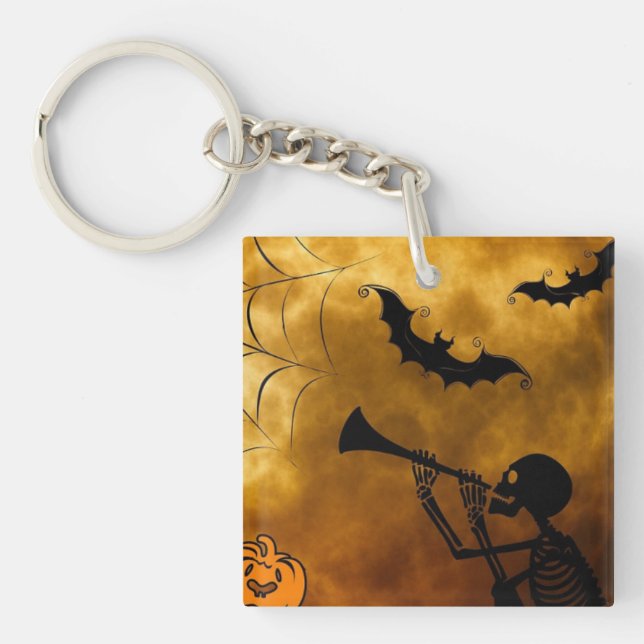 Porte-clefs Joyeux squelette d'Halloween et Porte - clé d'arai (Devant)
