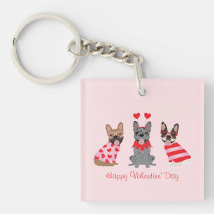 Porte-clefs Joyeux Valentines Day Bulldogs français