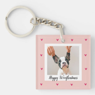 Porte-clefs Joyeux Wooflentines Avec Photo Chien   Rouge et ro