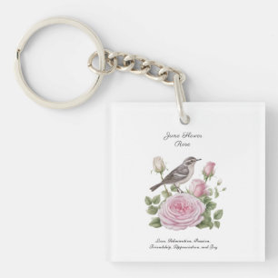 Porte-clefs Juin Mois de naissance Fleur Rose Élégant Annivers
