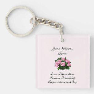Porte-clefs Juin Mois de naissance Fleur Rose intemporel flora