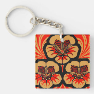 Porte-clefs Julie de Graag Art Nouveau Vintage Gravure sur boi