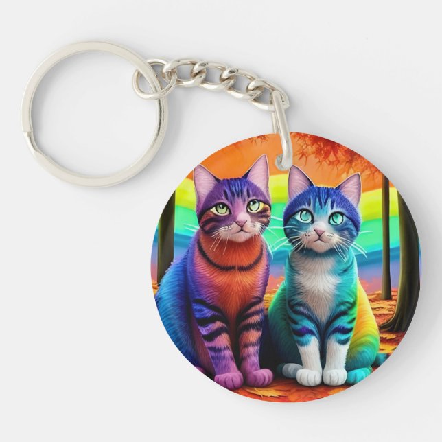 Porte-clefs Jumeaux de chats Art numérique-56467 (Devant)