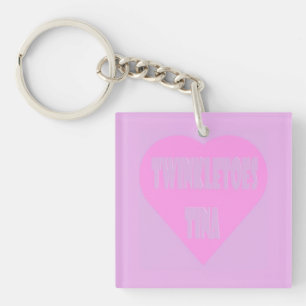 Porte-clefs Jumeaux Tina rose et mauve coeur pastels
