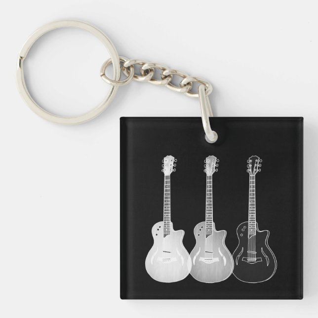 Porte-clefs Jumelle Acoustique Noir & Blanc Art Monochrome (Devant)