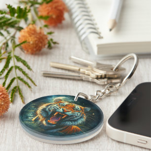 Porte-clefs Jungle au clair de lune de tigres