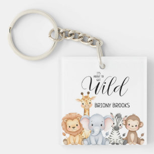 Porte-clefs Jungle Safari "Ça Va Être Sauvage" Baby Shower